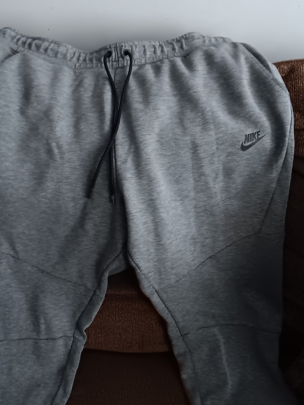Nike Light Gray Heather Joggers with Black Drawcord